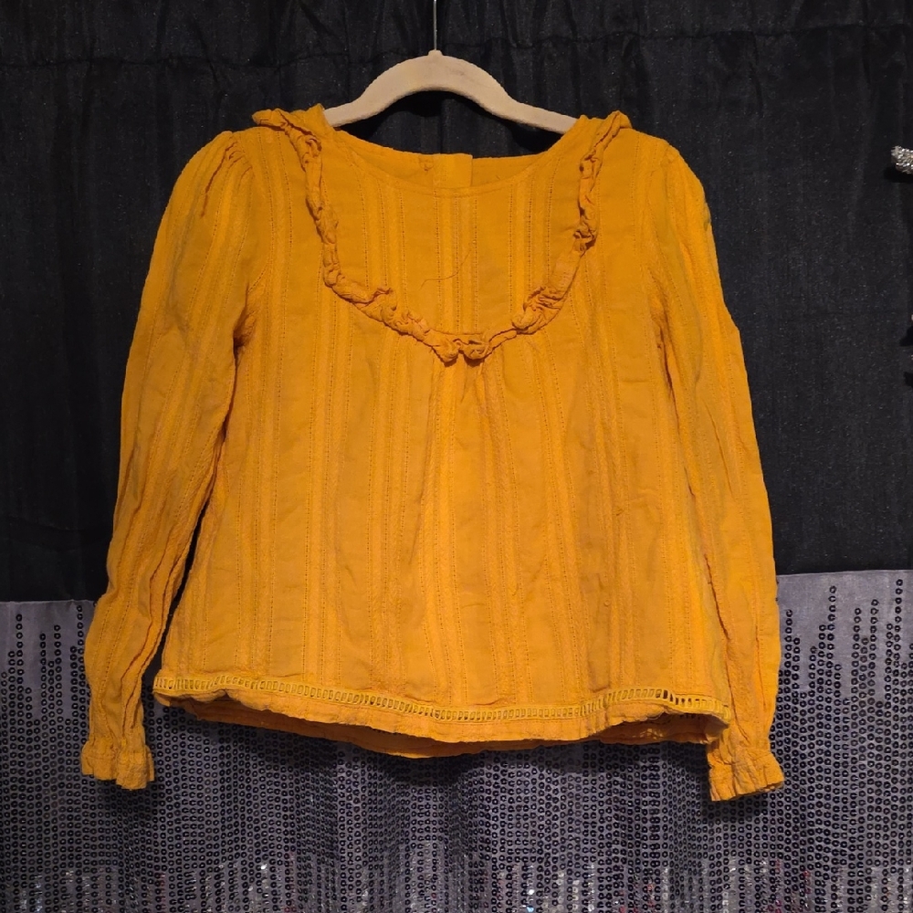 🟢Max Studio Mustard Ruffled Blouse